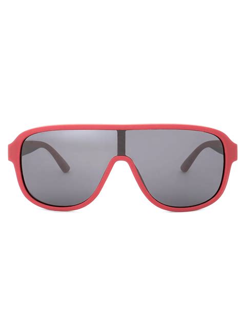 Quasor | Red Extra-Large Full Rim Shield Sports Sunglasses for Men & W