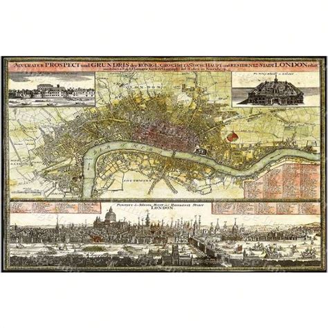 Vintage Imagery Old Map Of London England Old London Map 1740 Large ...