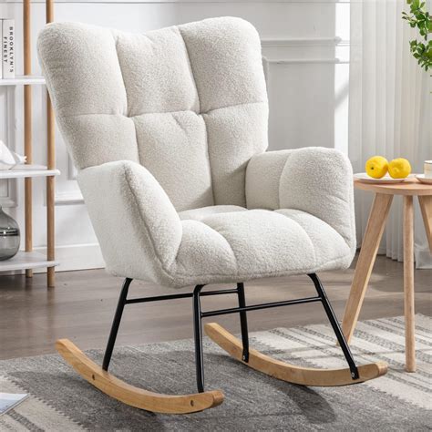 Amazon.com: AMERROBIL Rocking Chair Nursery, Teddy Upholstered Glider ...