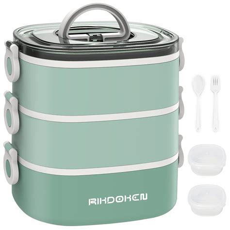Buy RIKDOKEN Bento Box Lunch Box, Stackable 3 Layers Containers ...