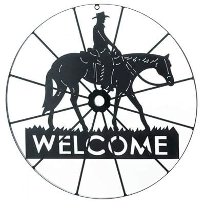 Buy SecondBoy Black WELCOME Sign Wagon Wheel Country Western Cowboy ...