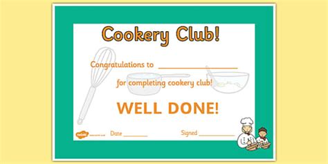👉 Cookery Club Certificate