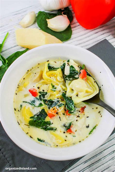 Easy Chicken Alfredo Soup with Tortellini Recipe - Organized Island