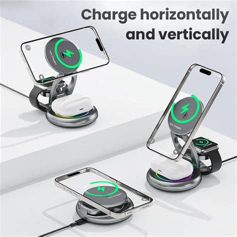 LFX-208 3-in-1 Wireless Charger 15W Fast Wireless Charging Stand for ...