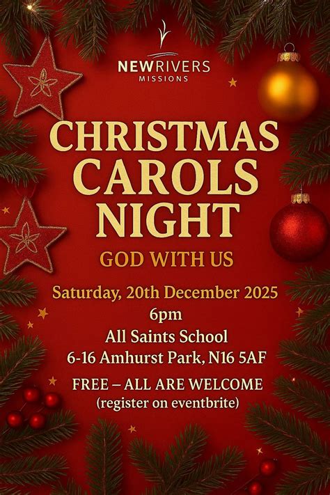 Christmas Carols Night hosted by New Rivers Missions, 6-16 Amhurst Park ...