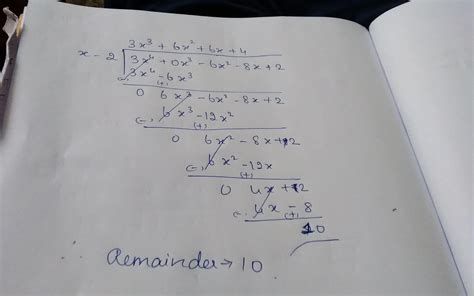 Find the remainder obtained when 3x4 - 6x2 - 8x + 2 is divided by (x ...
