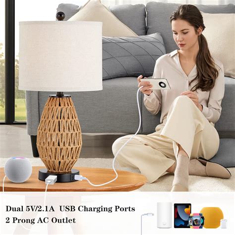 CINSARY Touch Control Rattan Table Lamps, 3 Way Dimmable India | Ubuy