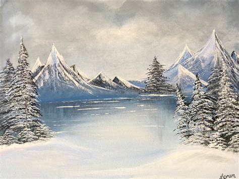 Winter Scene Original Painting. Snow mountains trees and | Etsy