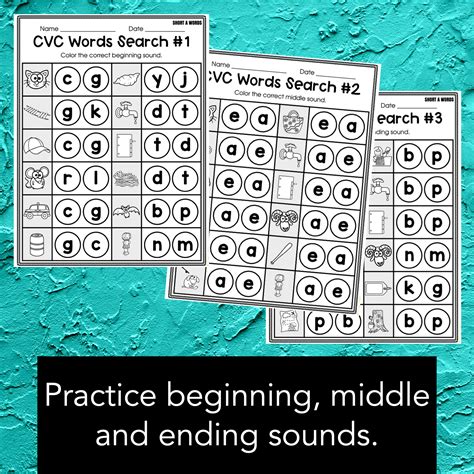 CVC Words Worksheets Beginning Middle Ending Sounds