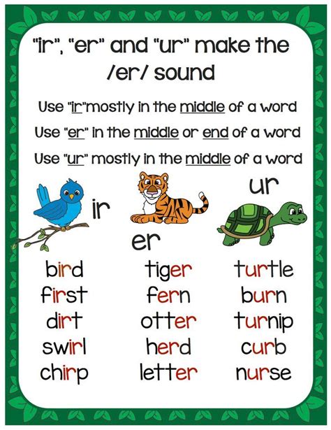 Phonics Ir Ur Er Words - Tedy Printable Activities