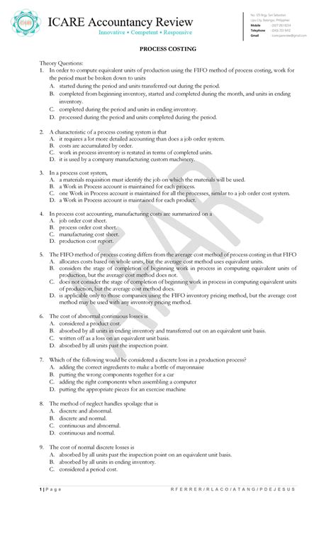 Image result for Process Costing Sample Problem
