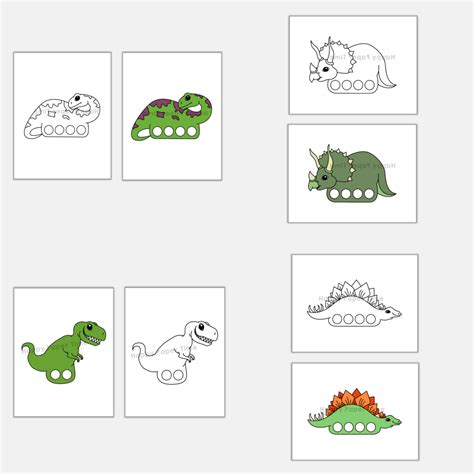 Dinosaur Finger Puppets Printable Dino Coloring Paper Craft Activity ...