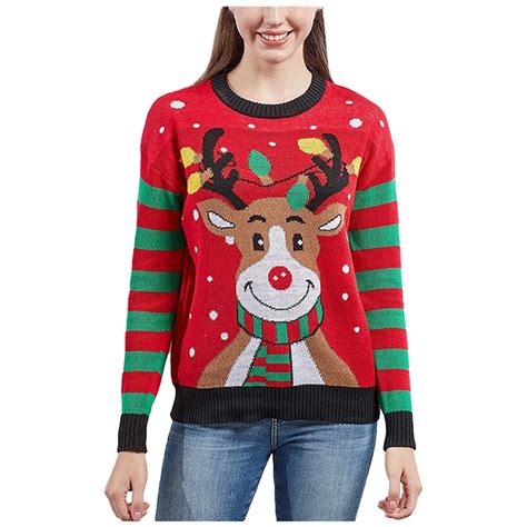 BOOMNY Christmas Womens Sweater Long Sleeve Sweaters for Women Xmas ...