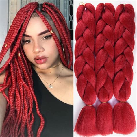 Amazon.com : Royota Jumbo Braiding Hair Red Hair Extensions 3 Pack 24 ...