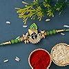eCraftIndia Green & Golden Lord Shrinathji Religious Rakhi with Roli ...