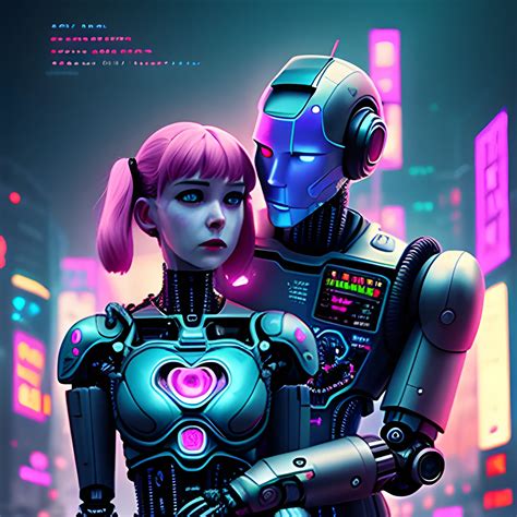 movie poster about robot love with cyberpunk esthetic - Arthub.ai