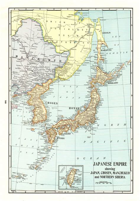 1937 Antique Japan Map Japanese Empire Map Manchukuo Northern Siberia ...