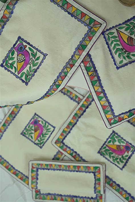 Chanderi Silk Handpainted Madhubani Table Mats – Okhaistore