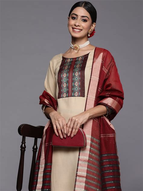 Indo Era Women Beige Kurta with Palazzos & With Dupatta - Price History