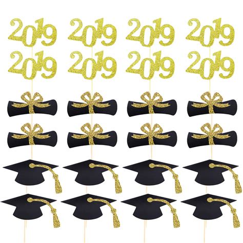 Amosfun 2019 Graduation Party Cake Toppers Cupcake Fruit Dessert Insert ...