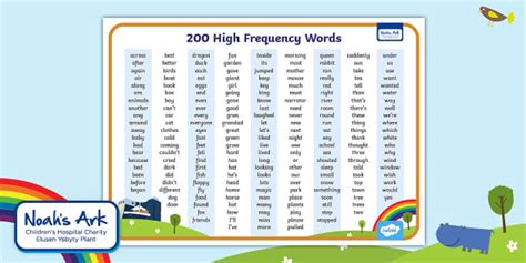 200 High Frequency Word Mat