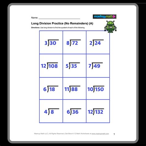 Image result for Printable Long Division Worksheets