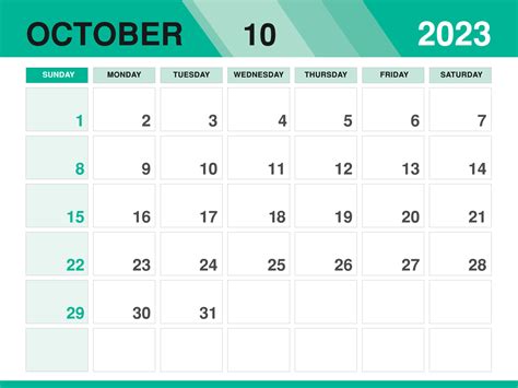October 2023 template, Calendar 2023 template vector, planner monthly ...