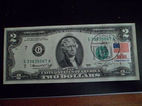 1976 Uncirculated Two Dollar Bill With First Day Cover Postal Stamp SC ...