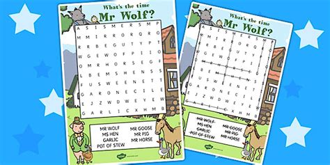 Word Search to Support Teaching on What's The Time, Mr Wolf?