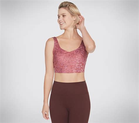 Sports Bra - Skechers Gosculpt Leopard Longline Bra | Mauve/Purple ...