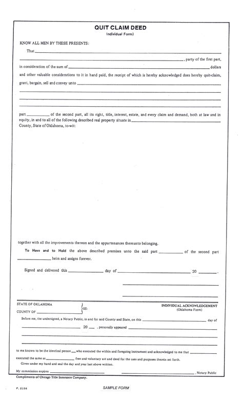 Quick Claim Deed Form Woodward County Oklahoma - CountyForms.com