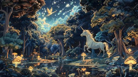 Mystical Ukiyo e Inspired 3D Relief Wallpaper Art with Glowing Forest ...