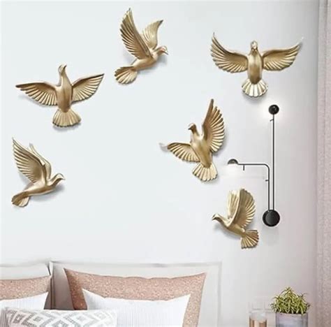 Golden Flying Swallow Birds Set of 6 – Aluminum Wall Décor – ArtyCraftz