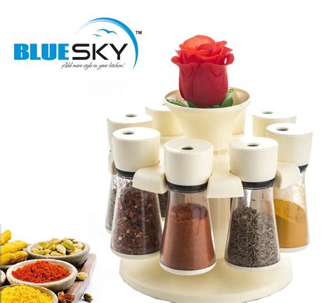 Buy Bluesky 8-Jar Revolving Spice Jar-With top Flaware Masala Rack ...