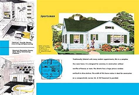 Architectural Drawings of Domestic Residences and Home in 1950 America ...