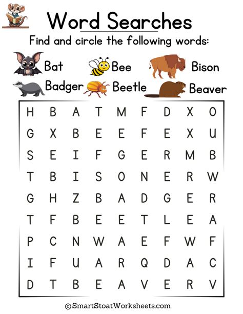 Printable Word Searches For Kindergarten (Free)