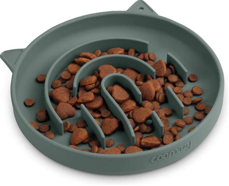 Coomazy Silicone Slow Feeder Cat Bowl, Slow Down Pet Eating Speed for ...
