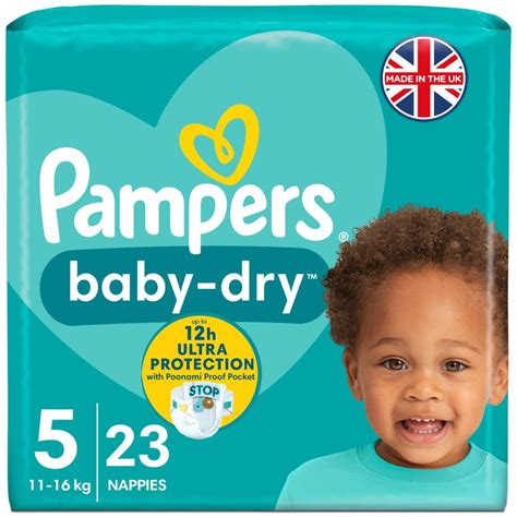 Pampers Baby-Dry Nappies 23pk - Size 5 | Nappies | B&M