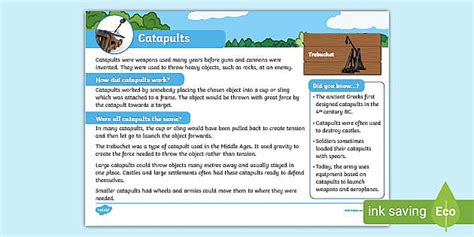 KS1 Catapult Fact File (teacher made) - Twinkl