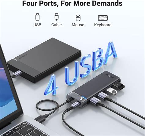 UGREEN 4-Port USB 3.0 Hub, 5Gbps, with USB-C Power Input (15548 ...