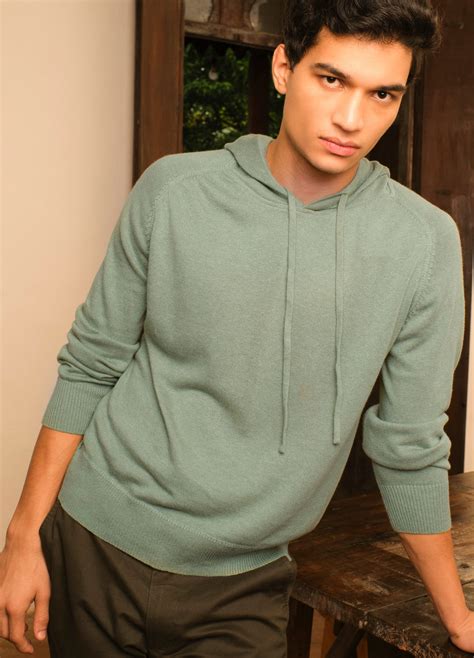 Buy No Nasties Organic Cotton Sage Green Pullover Hoodie For Men Online