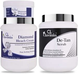CLAVINIA Diamond Bleach Cream 1 Kg + De-Tan Scrub 1000 ml Price in ...