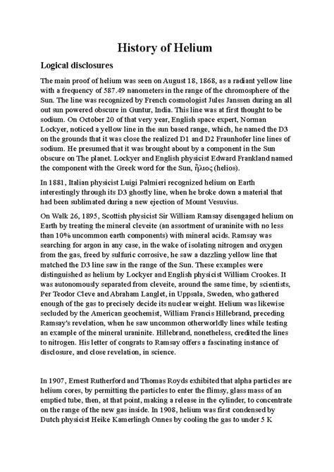 History of Helium - Shafina - History of Helium Logical disclosures The ...