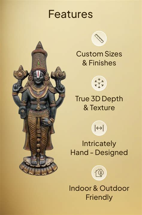 Buy Tirupati Balaji with Goddess Lakshmi 3D Wall Art Relief Mural ...