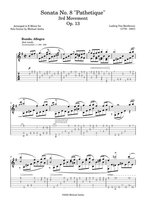 Sonata No. 8 “Pathetique” (Opus 13) 3rd Movement (arr. Michael Ambu) by ...