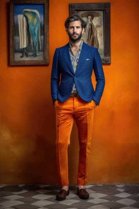 The man in the bright orange suit | Premium AI-generated image