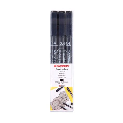 Snowman Drawing, Zentangle & Manga Pens - Black - 0.4 - Pack 3 | Art Lounge