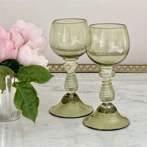 Pair Of Art Nouveau Roemer Wine Glasses Circa 1900 in Antique Wine ...