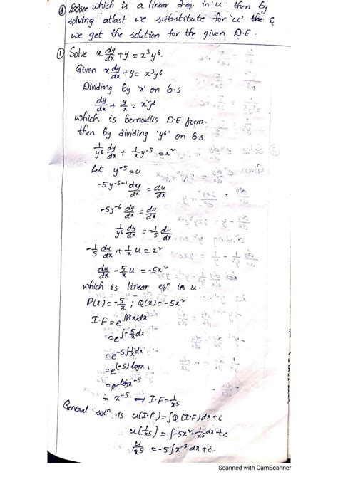SOLUTION: Bernoullis differential equations - Studypool