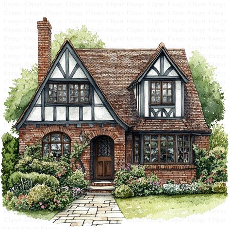 Clipart di case inglesi / 5 JPG di alta qualità / Download digitale ...